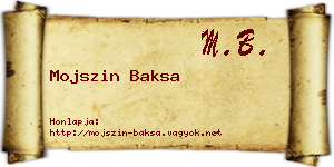 Mojszin Baksa névjegykártya